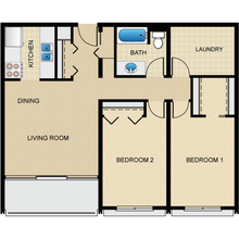 2BD 1BTH B 229 floor plan